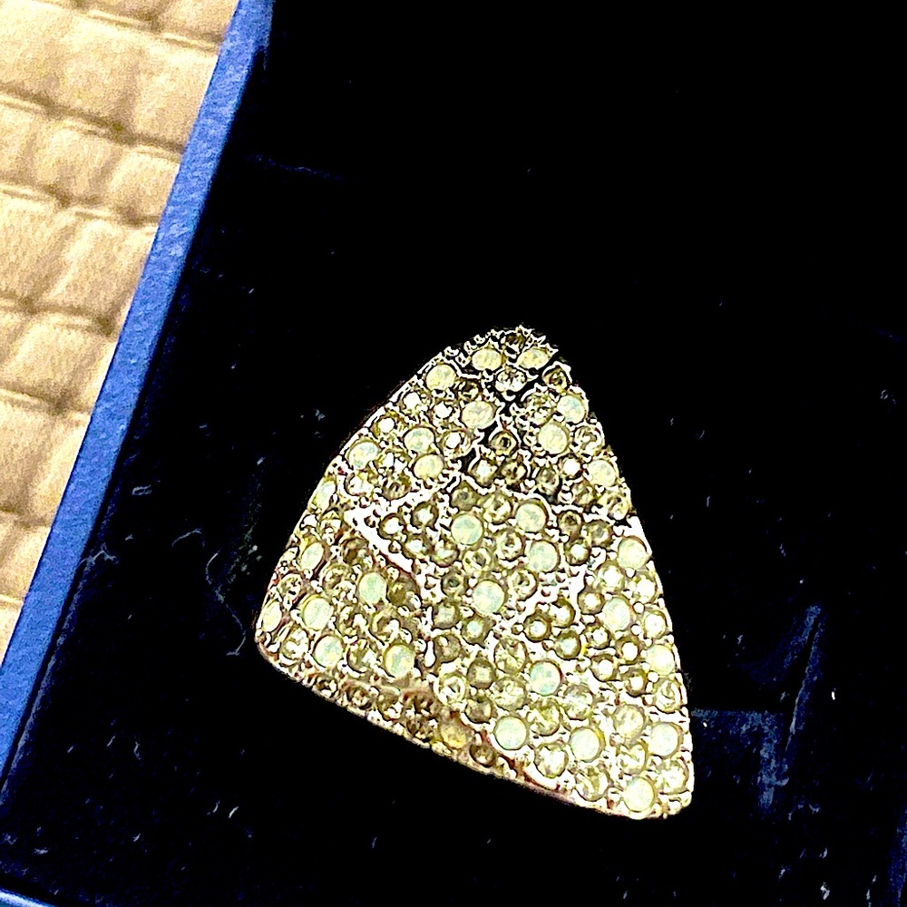 Swarovski heart with 5 point star hidden in crystals ring.